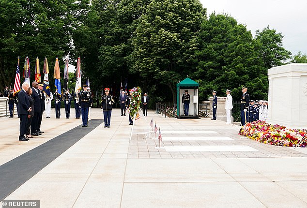 During the solemn ceremony, Biden honored veterans who have served the United States throughout history