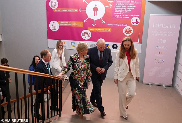 Sophie, Duchess of Edinburgh and UK Ambassador to Ukraine Martin Harris visit the UNFPA office to meet war victims in kyiv, Ukraine, April 29, 2024