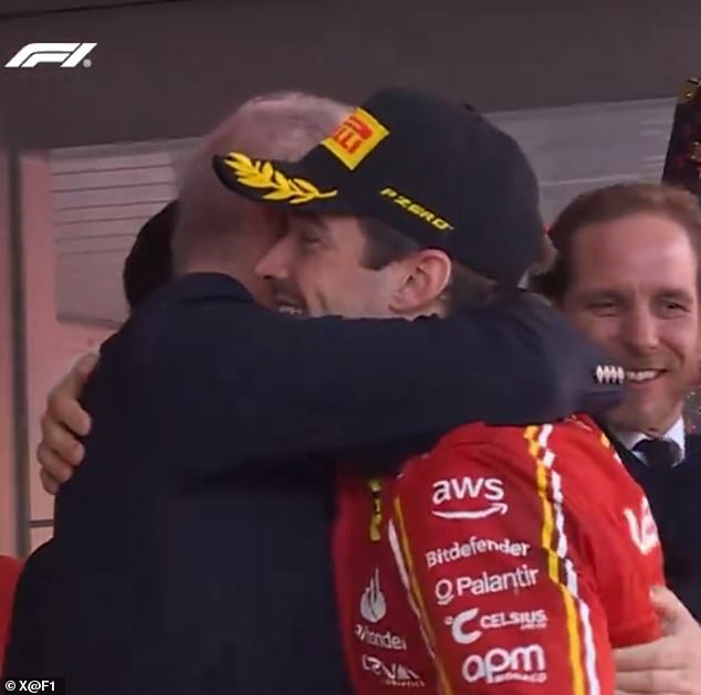 Albert abandoned the formalities and hugged Charles Leclerc after claiming victory at home on Sunday.