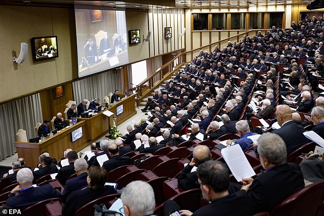 The comments were reportedly made in a closed-door meeting before the conference. In the photo: Opening session of the 79th general assembly of the Italian Episcopal Conference