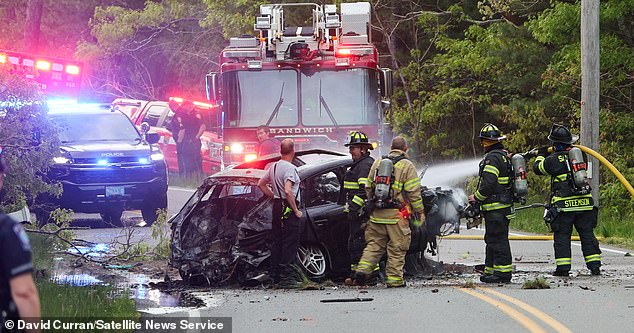 He was taken to hospital with minor injuries after crashing his Porsche during a police chase.