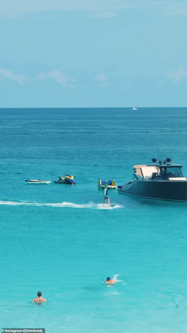 Benjamin and Vivian, who he shares with ex-wife Gisele Bundchen, are seen tubing in the clip.