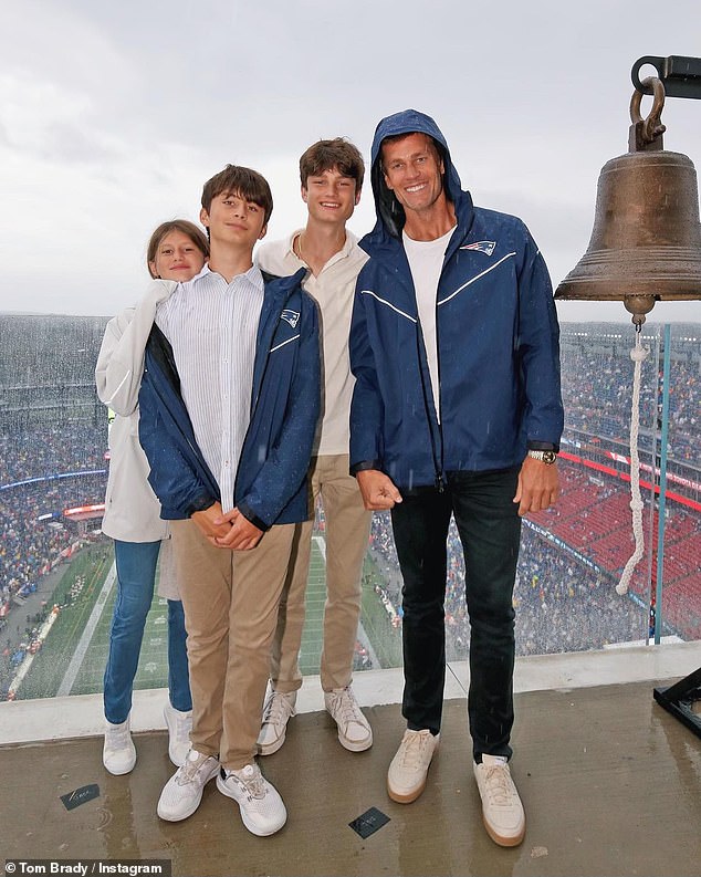 The former quarterback revealed that his Netflix roast had affected his children: Vivian, 11, Benjamin, 14, and Jack, 16 (LR)