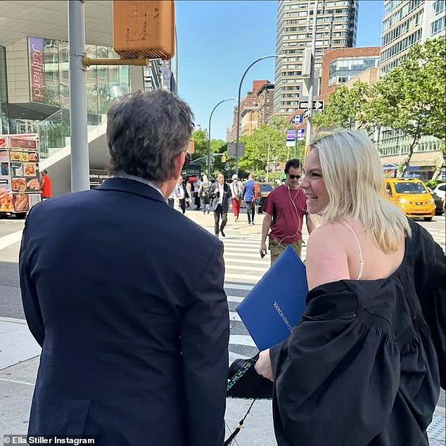 Among the cute photos she shared of herself with her loved ones, Ella included one of her sharing a laugh with her father as they crossed the street together.