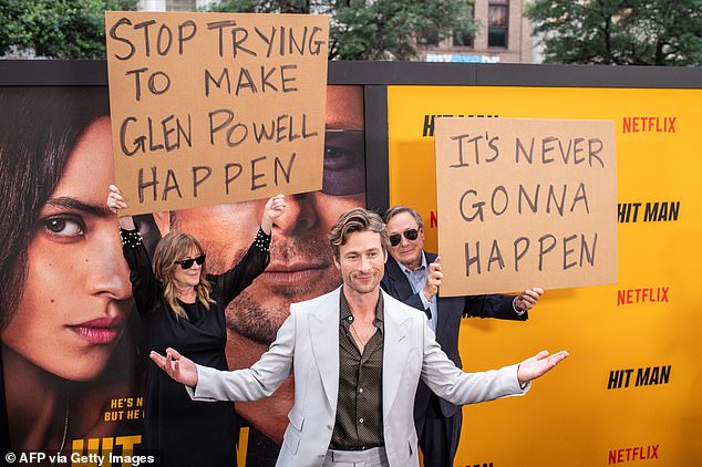 Glen Powell was celebrating the release of his new movie Hit Man and his induction into the Texas Film Hall of Fame... although he was hilariously trolled by his own parents.