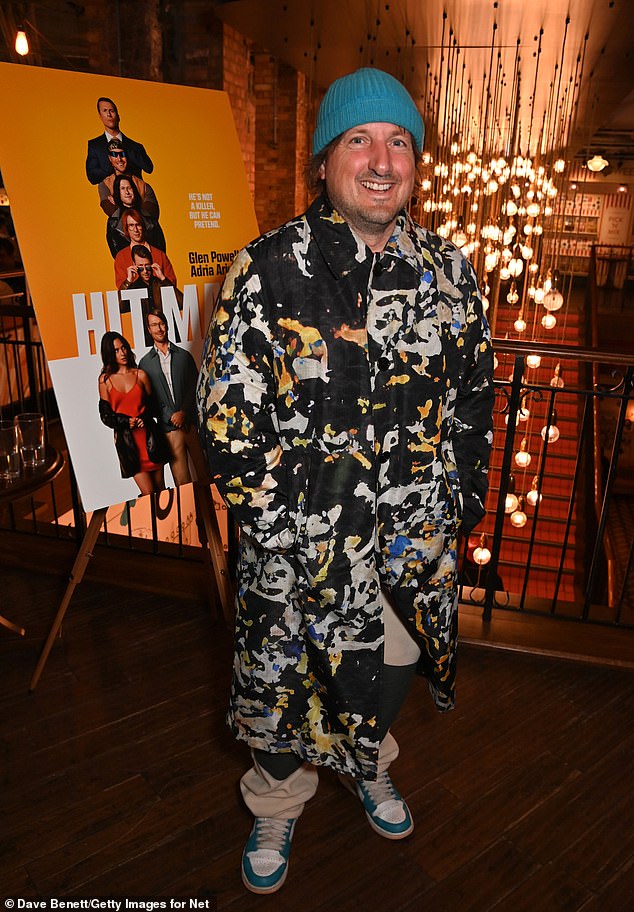 Spider-Man composer Daniel Pemberton opted for an unorthodox look of a paint splatter-style coat with high-top sneakers, but dazzled by completing the look with a blue beanie.