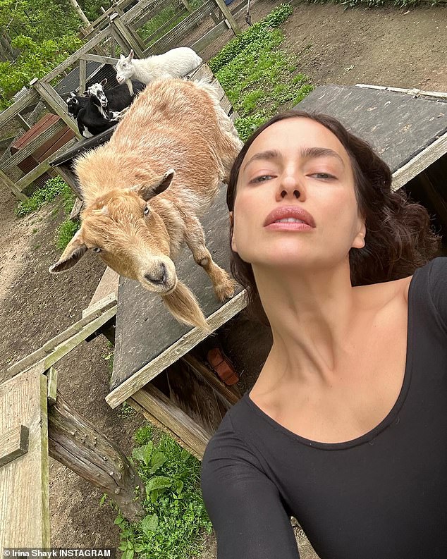 The carousel of images continued with a fun image of Irina posing with a goat