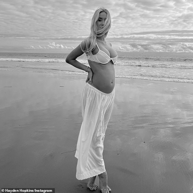 Last month, Hopkins posted a photo on Instagram showing off her baby bump.