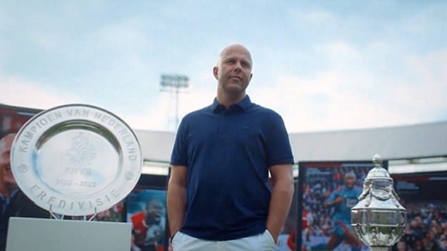 Slot (center) has guided Feyenoord to the Dutch Eredivisie title and the Dutch Cup in the last two seasons.