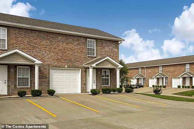 Pictured is the Clarksville apartment complex where the mother of one lived and was found, a 14-minute drive from Fort Campbell, across the border.