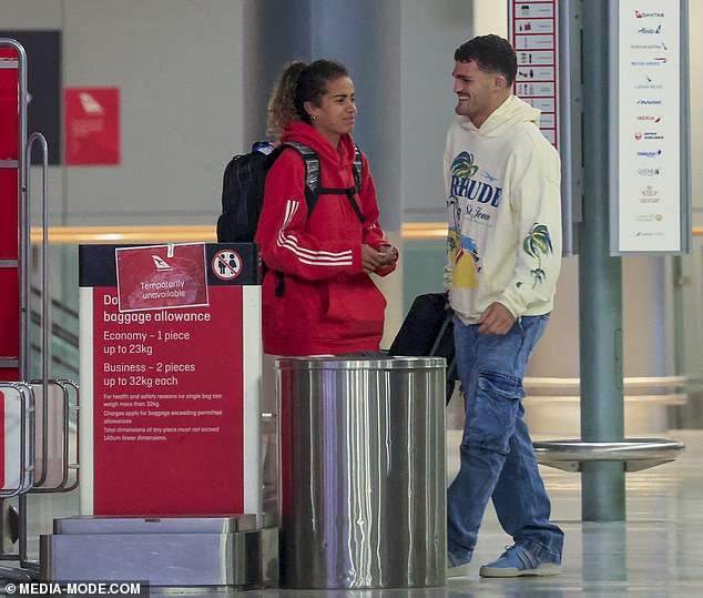 The Penrith playmaker and Manchester City striker had a brief reunion in their hometown before having to fly to Adelaide to join his Matildas teammates.