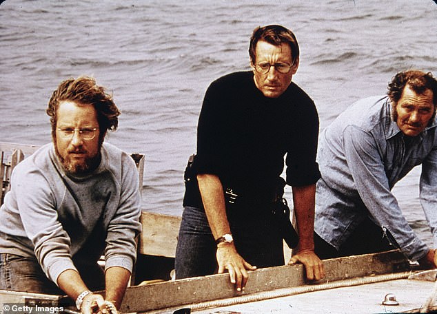 Dreyfuss photographed with his now-deceased Jaws co-stars Roy Scheider and Robert Shaw.