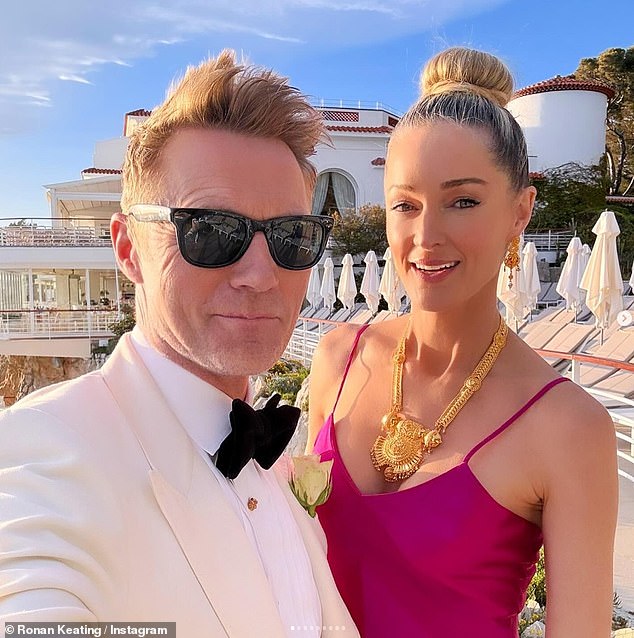 The Boyzone star, 47, has been married to the TV producer, 42, since 2015 after they met on The X Factor Australia in 2010 (pictured together this month).