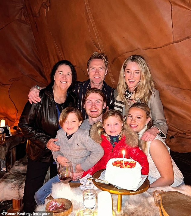 The couple welcomed son Cooper Archer, seven, and four-year-old daughter Coco Knox, while Ronan also shares Jack, 25, Missy, 23, and Ali, 18, with his ex-wife Yvonne Connolly (pictured). together)