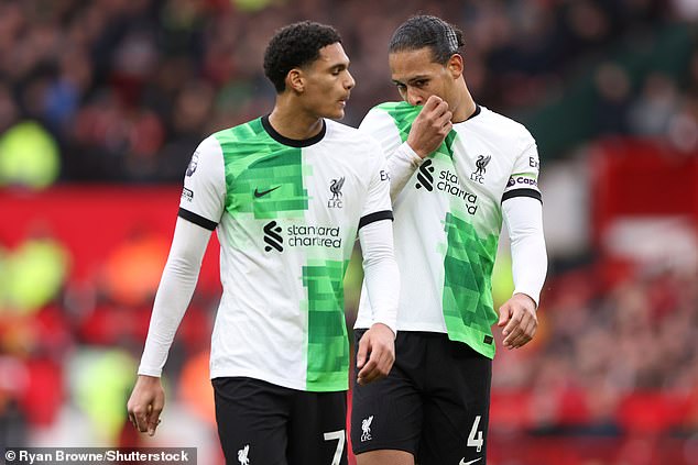 Liverpool have a host of defenders in Van den Berg's position with Jarell Quansah (left) and Virgil van Dijk (right) the current first-choice pairing.