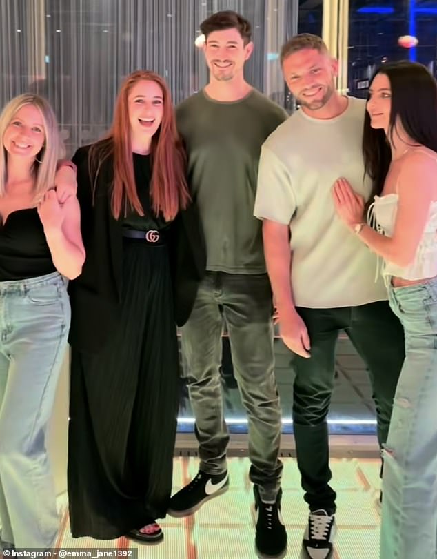 On Sunday, Emma shared a reel of herself, James (second from right) and some friends enjoying The Cube at Urban Playground, Manchester.