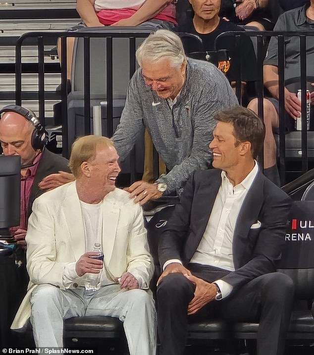 Brady is seen alongside his Las Vegas Aces co-owner Mark Davis, who also owns the Raiders.