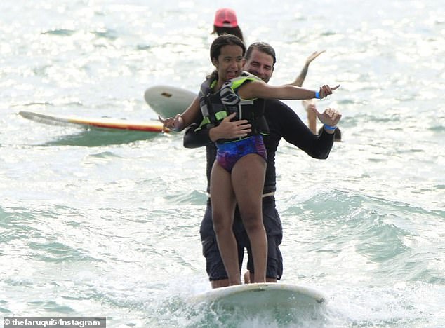 But he triumphantly mastered surfing during a vacation to Hawaii organized by the Make-A-Wish Foundation: 