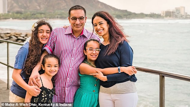 Dad Safi and mum Tasha are doctors and were terrified at the prospect of taking their sick daughter and her two sisters on a plane.