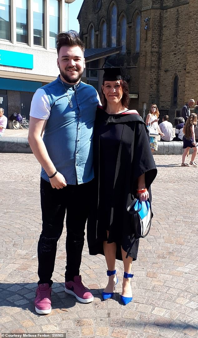 George and his mother Melissa smiling together on their graduation day