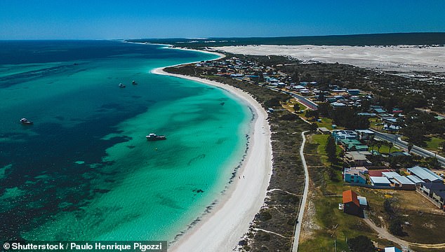 Lancelin Beach, Western Australia (pictured): where vehicles were caught on Saturday morning