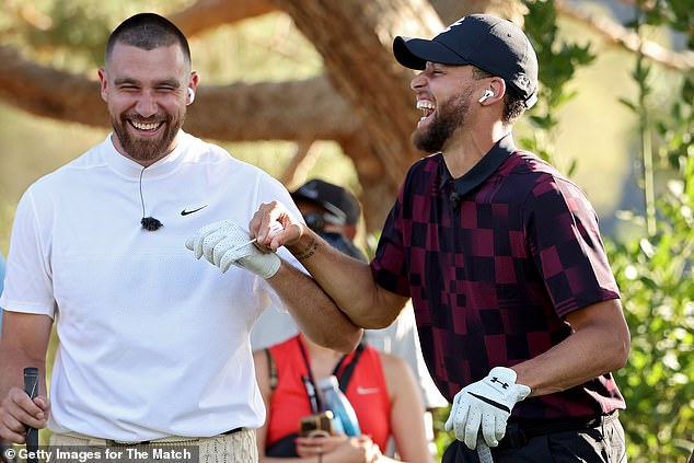 He has also competed in The Match against PGA and NFL stars such as Travis Kelce (left).