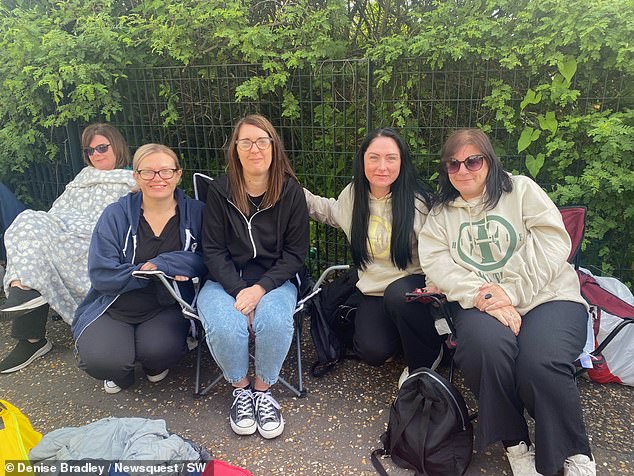 Take That fans in queue: Kelly Artley, Rebecca Hunter, Natalie Lewis and Rachel Gadie