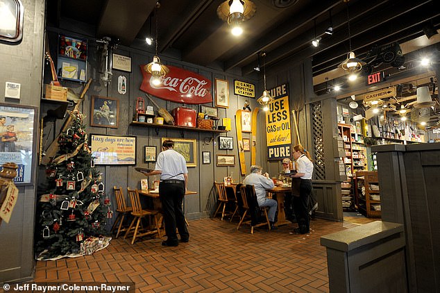 Cracker Barrel stores will now be remodeled to renew their dated country design. Shown above is its classic, vintage interior at a location in Tennessee.