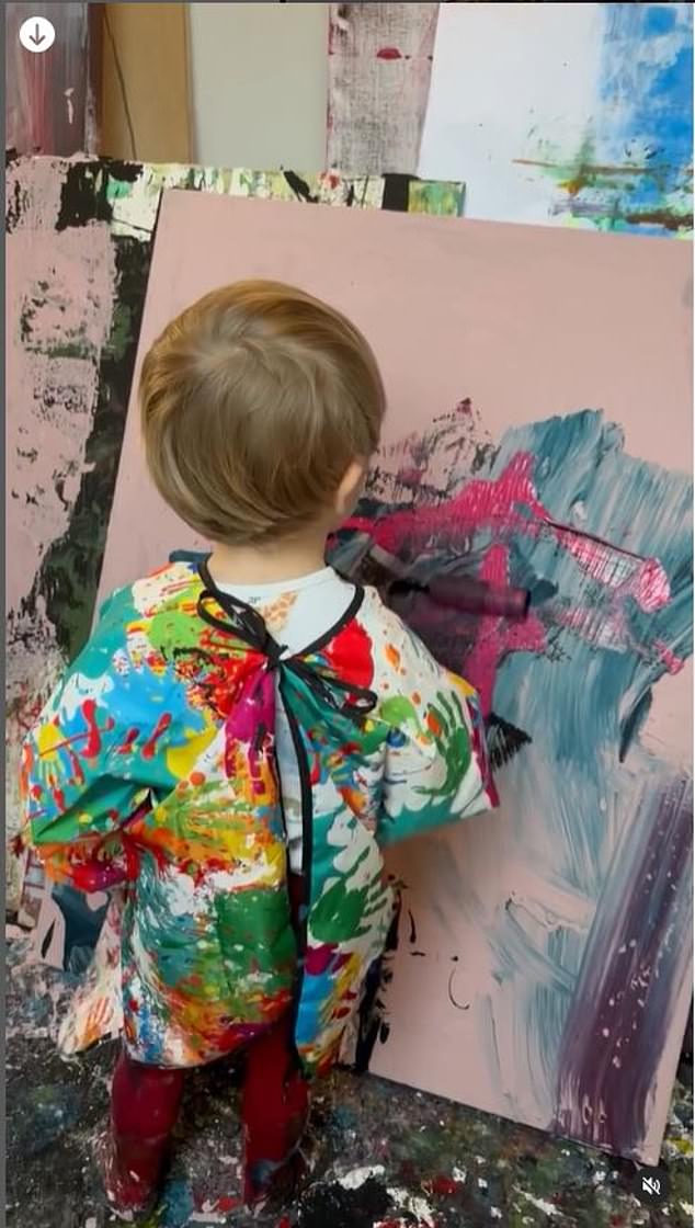 A New York art gallery also approached the little boy's mother with an offer to display Laurent's work at the two-year-old's first opening in his Alpine hometown of Neubeuern in August.