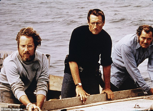 Dreyfuss photographed with his now-deceased Jaws co-stars Roy Scheider and Robert Shaw.