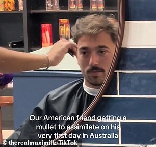 Marshall, from the US, recently went viral for getting a mullet to 'assimilate' into Australian culture