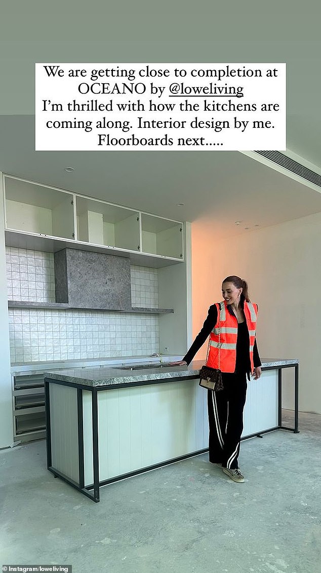 The WAG, 41, shared a photo on Instagram of herself posing in the full kitchen of one of the luxury apartments she is designing in a new building for Lowe Living.