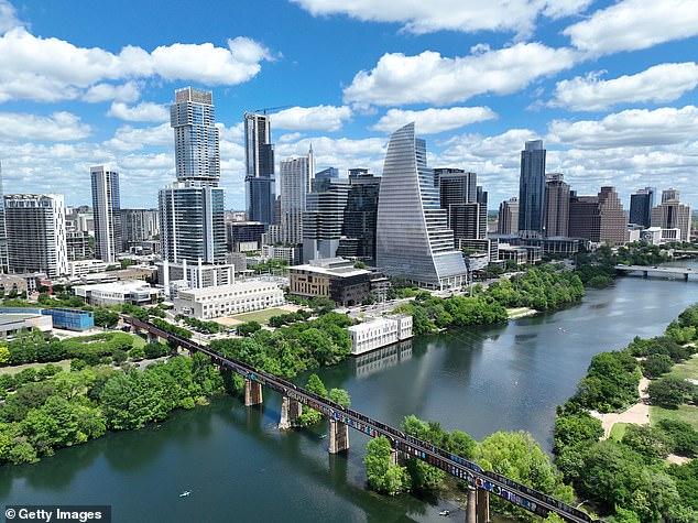 Texas has the largest population of native-born residents and 82 percent of people born in the state choose to stay put, analysis of U.S. Census data revealed. Pictured: An aerial view of Austin, the capital of Texas.