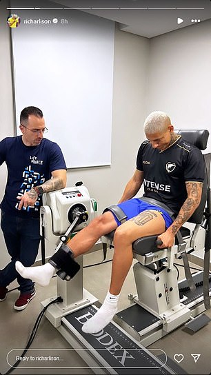 Richarlison also shared images of his rehabilitation process, as he recovers from a calf injury.