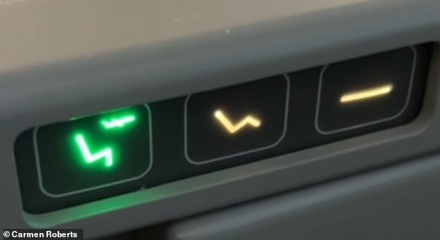 This still image from Carmen's video shows the buttons to maneuver the seat.