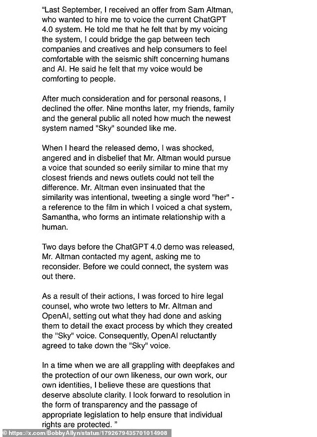 The Academy Award-nominated actress issued a statement through her publicist Marcel Pariseau to NPR, explaining the issue in detail on Monday.