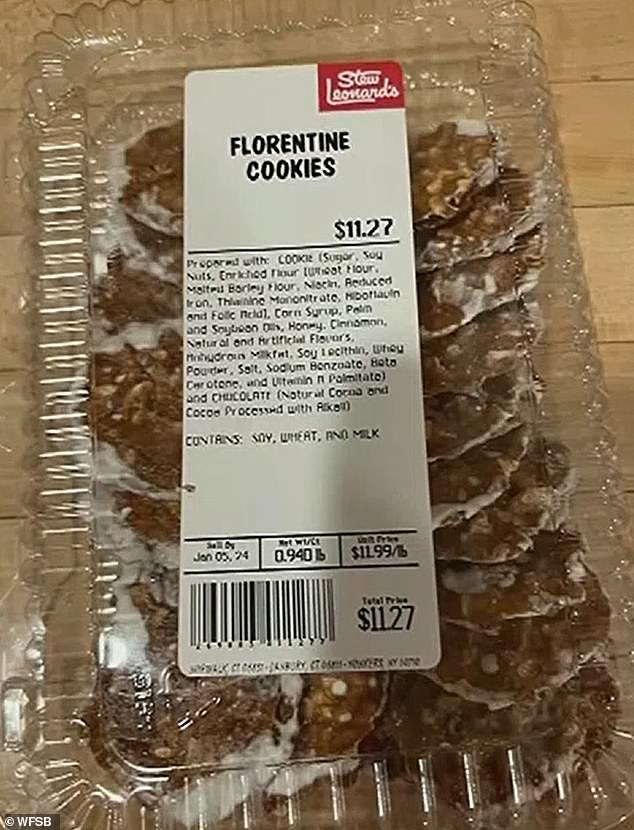 The lawsuit alleges that the cookies, (pictured) which were purchased at a Stew Leonard's store in Connecticut, 