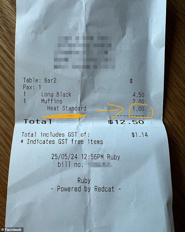 One customer posted a review of the cafe claiming they were charged for a hotter bun (pictured), as well as a photo of their receipt.