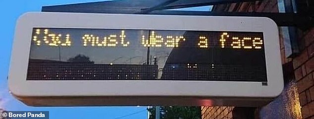 This sign on a train platform in the United Kingdom warns travelers that 