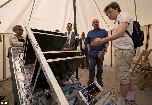 Scientists have been using a muon detector machine (pictured) to scan the internal structure of the Great Pyramid of Giza.