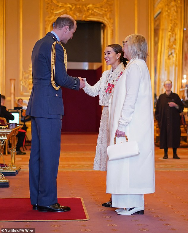 She founded the charity after being shocked to discover the lack of staff in rehabilitation services (pictured with Prince William).