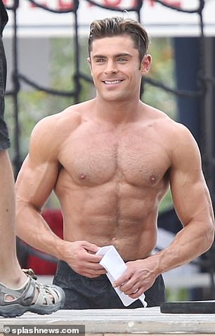 Efron has bulked up significantly since rising to fame in High School Musical, getting into tip-top shape for 2017's Baywatch in particular (here).