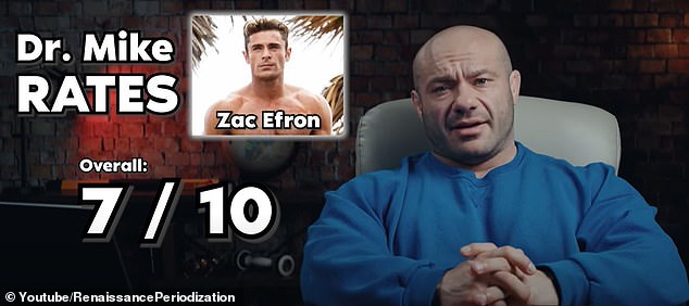 Dr. Israel gave Efron's overall routine a score of seven out of 10, mainly criticizing him for saying he only eats organic foods.