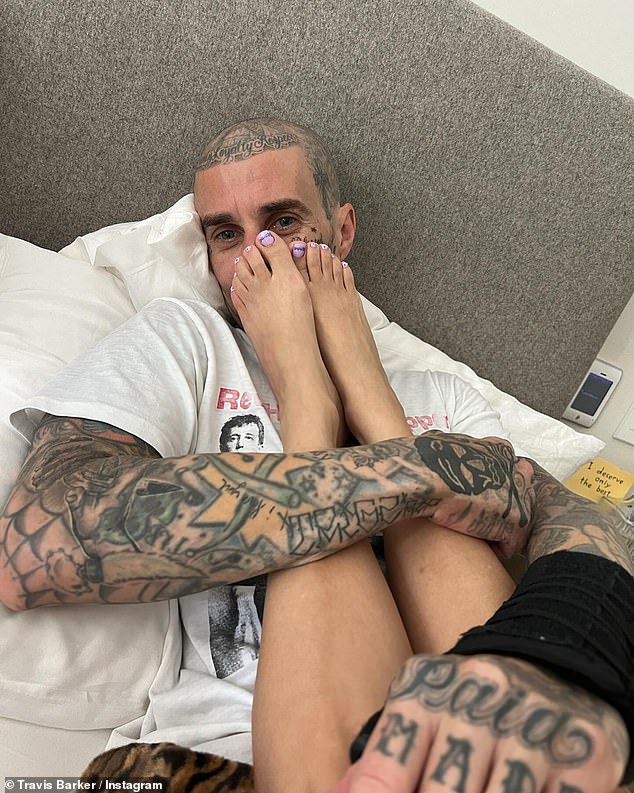 Travis fans have suggested that the drummer has a 'foot fetish', after he and Kourtney shared several foot-related snaps. In February, he posted a photo showing her feet on his face.