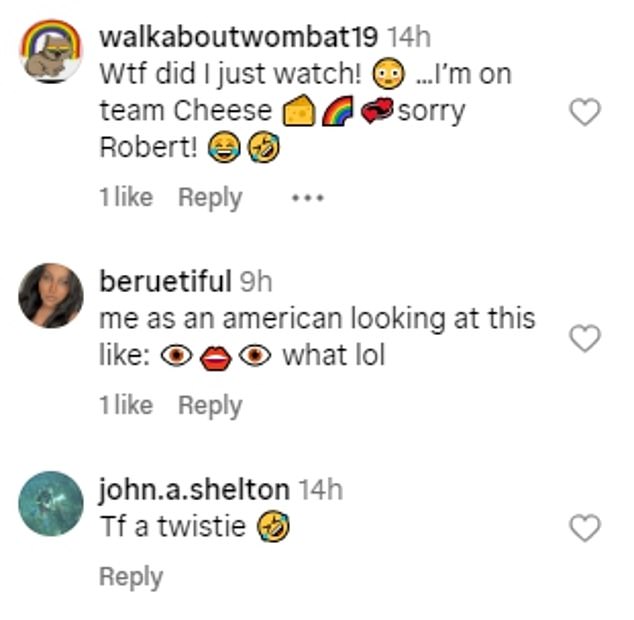 But the cheerful clip has sparked backlash in the comments of the post that was shared on Robert's Instagram page.