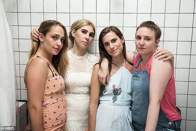 Girls, directed by Lena Dunham, previously aired for six seasons from 2012 to 2017 on HBO; seen with co-stars Jemima Kirke, Zosia Mamet and Lena Dunham