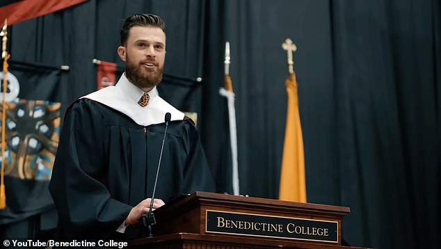 Harrison Butker gave a controversial commencement speech at a Kansas university last week.