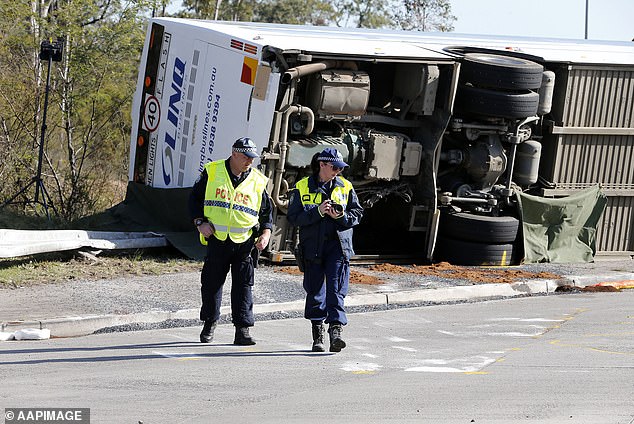 Passengers said the overturned bus looked like a war zone with 