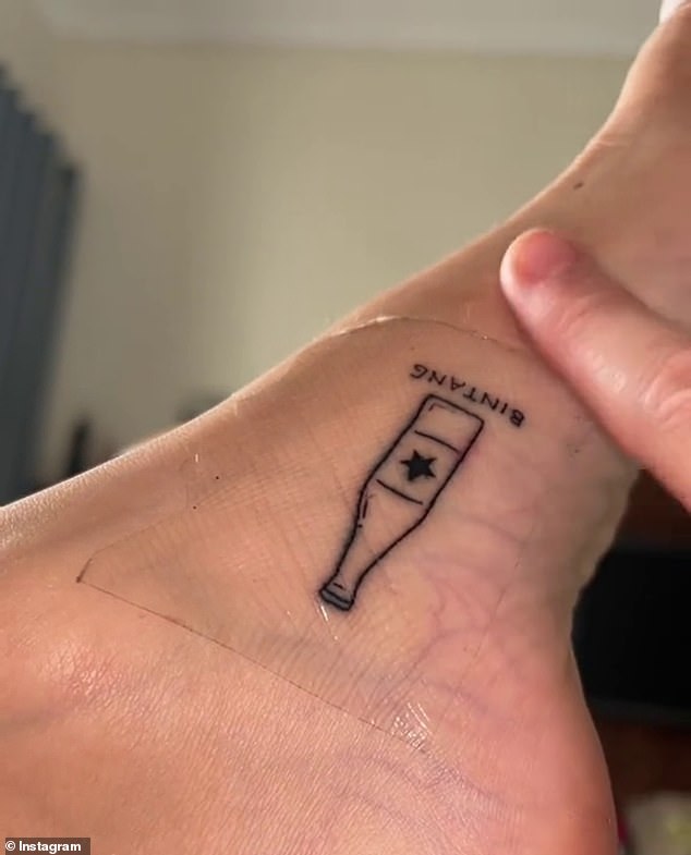 Cunningham woke up with a tattoo of an upside-down Bintang beer bottle on his foot after he decided to go drinking with a man he had just met in a bar.