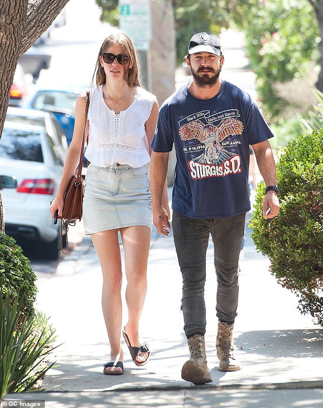 Shia's partner Mia Goth (pictured with him in 2014) has not been photographed in public with him since January.